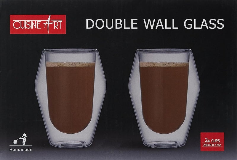 كويزين أرت أكواب قهوة زجاجية مزدوجة الجدار 250 مل - طقم 5 قطع - Image 2